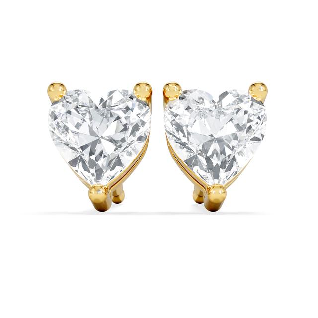 Naomi Heart Cut Lab Diamond Stud Earrings 1.00ct H/si In 9k Gold on Productcaster.