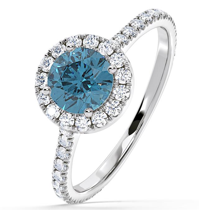 Reina Blue Lab Diamond 1.80ct Halo Ring In 18k White Gold - Elara Collection on Productcaster.