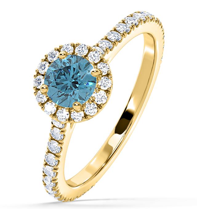 Reina Blue Lab Diamond 1.10ct Halo Ring In 18k Yellow Gold - Elara Collection on Productcaster.