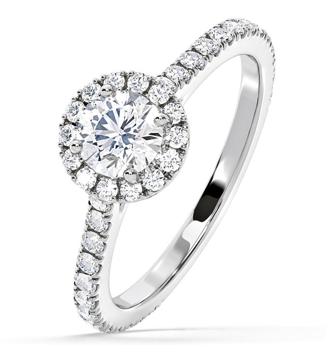 Reina Diamond Halo Engagement Ring In 18k White Gold 1.10ct G/vs1 on Productcaster.