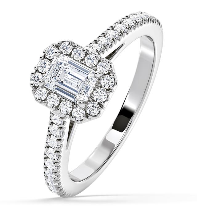 Annabelle Lab Diamond Halo Engagement Ring 18k White Gold 1ct F/vs1 on Productcaster.