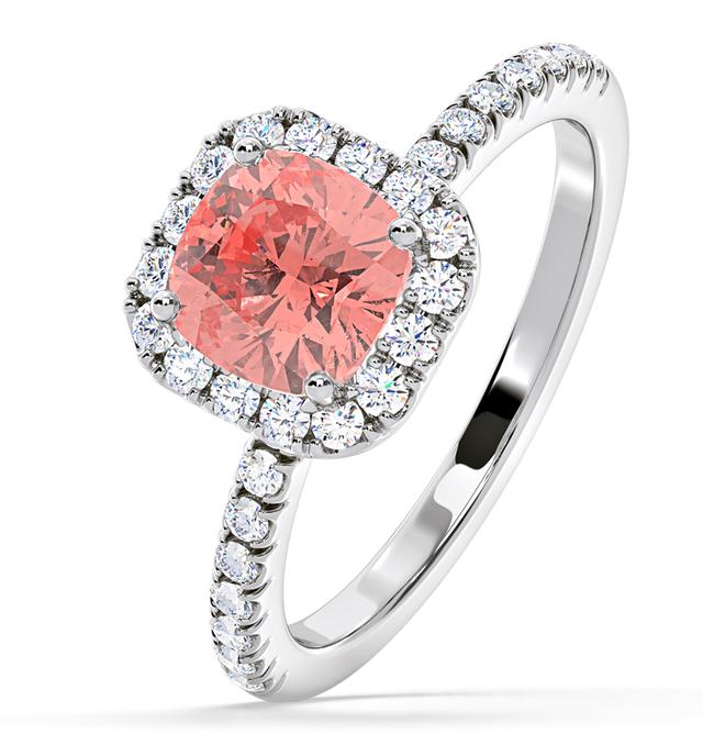 Beatrice Pink Lab Diamond 1.65ct Cushion Halo Ring In 18k White Gold- Elara Collection on Productcaster.