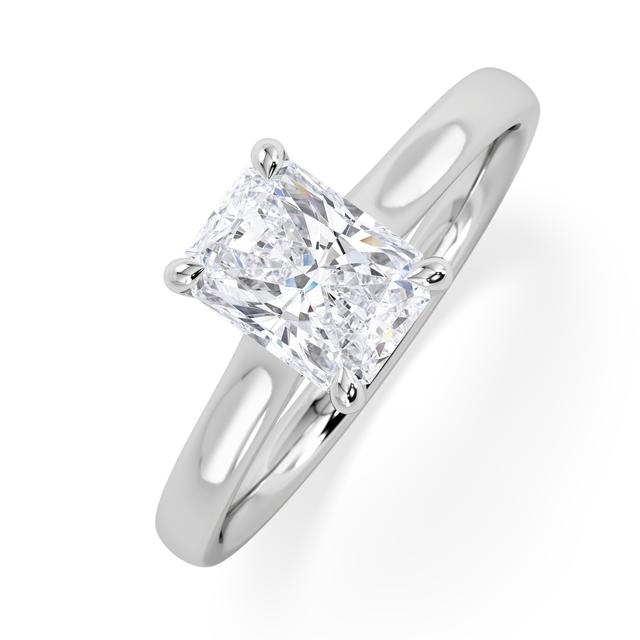 Amora Radiant 1.00ct Hidden Halo Diamond Engagement Ring G/vs1 Set In 18k White Gold on Productcaster.