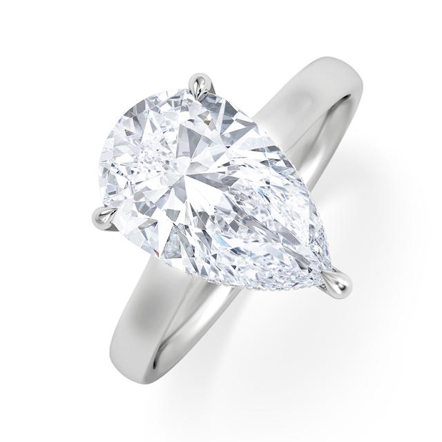 Amora Pear 3.11ct Hidden Halo Lab Diamond Engagement Ring G/vs Set In 18k White Gold on Productcaster.