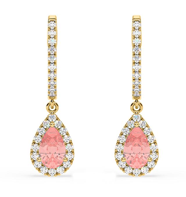 Diana Pink Lab Diamond 1.48ct Pear Halo Drop Earrings In 18k Yellow Gold - Elara Collection on Productcaster.