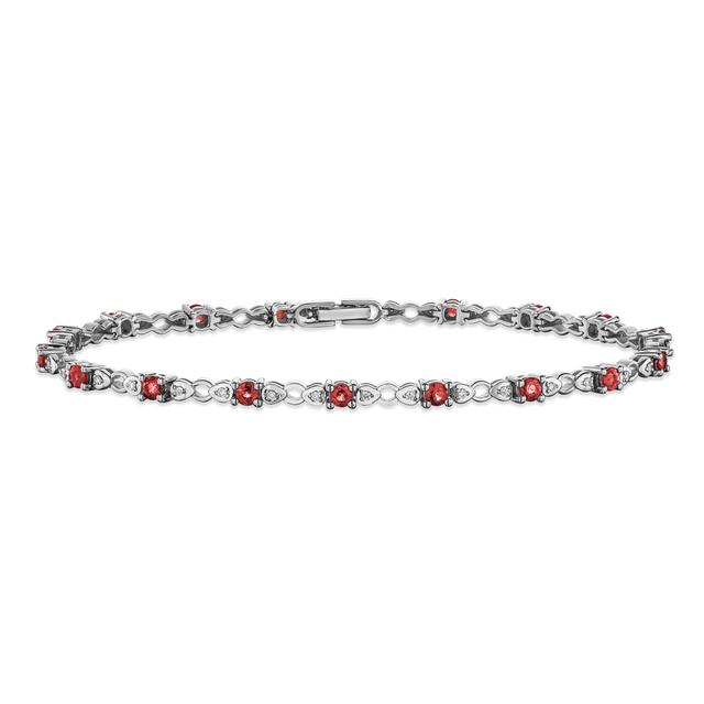 Ruby And Lab Diamond Tennis Bracelet Claw Set In 925 Silver on Productcaster.