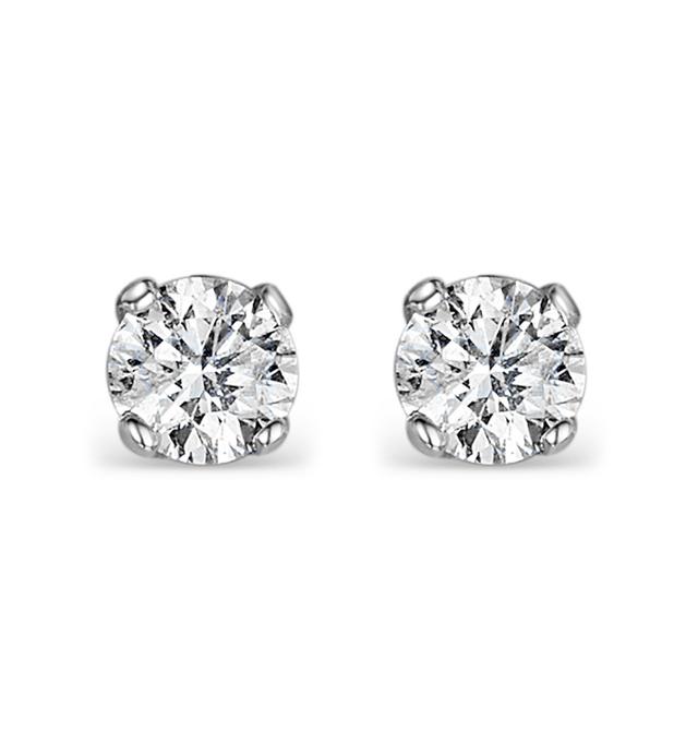 Diamond Earrings 0.50ct Studs G/vs Quality In 18k White Gold - 4.1mm on Productcaster.