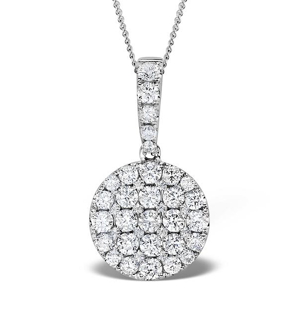 18k White Gold Cluster Diamond Circles Drop 1.00ct Pendant on Productcaster.