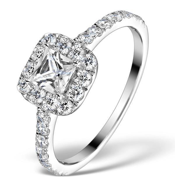 Halo Engagement Ring Aria 1.30ct Vs2 Princess Diamond 18k White Gold on Productcaster.