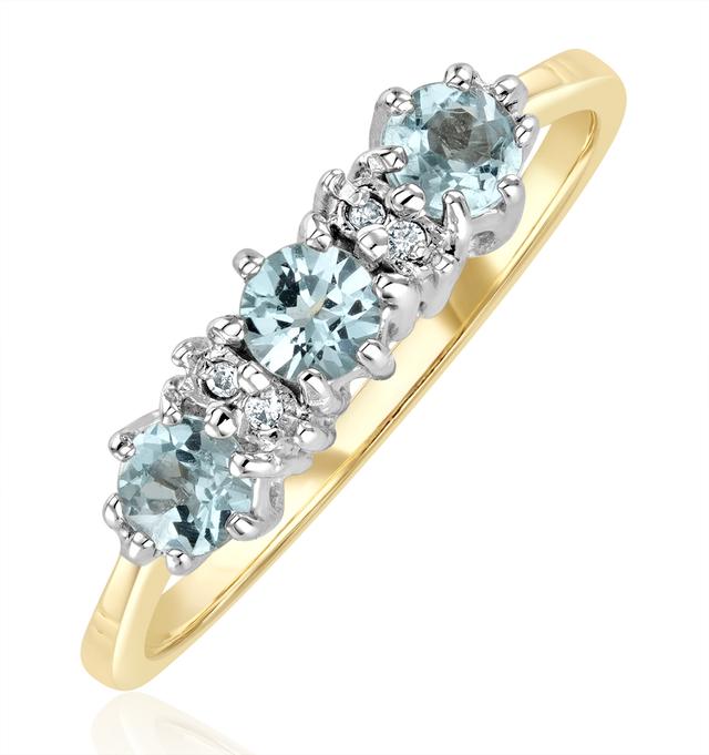 Blue Topaz 0.50ct And Diamond 9k Yellow Gold Ring on Productcaster.