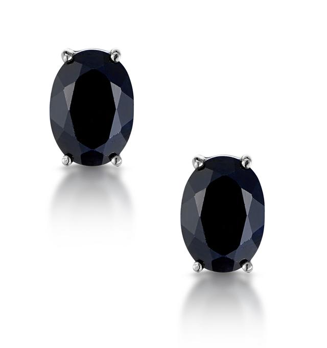 Sapphire 7mm X 5mm And 9k White Gold Earrings on Productcaster.