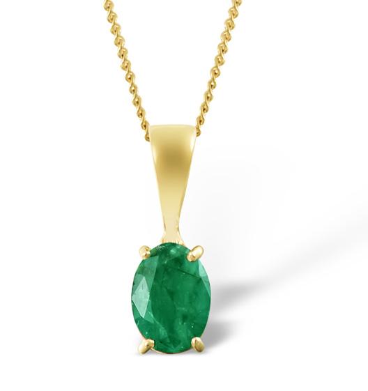 Emerald 7 X 5mm 18k Yellow Gold Pendant Necklace on Productcaster.