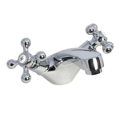 Classic Chrome Mono Basin Mixer Tap With Crosshead Controls on Productcaster.