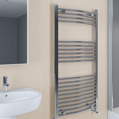 UK Bathrooms Essentials Zaysan Curved Towel Radiator in Chro... on Productcaster.