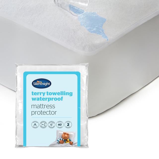 Silentnight Terry Towelling Waterproof Mattress Protector Silentnight Bed Size: Small Double on Productcaster.