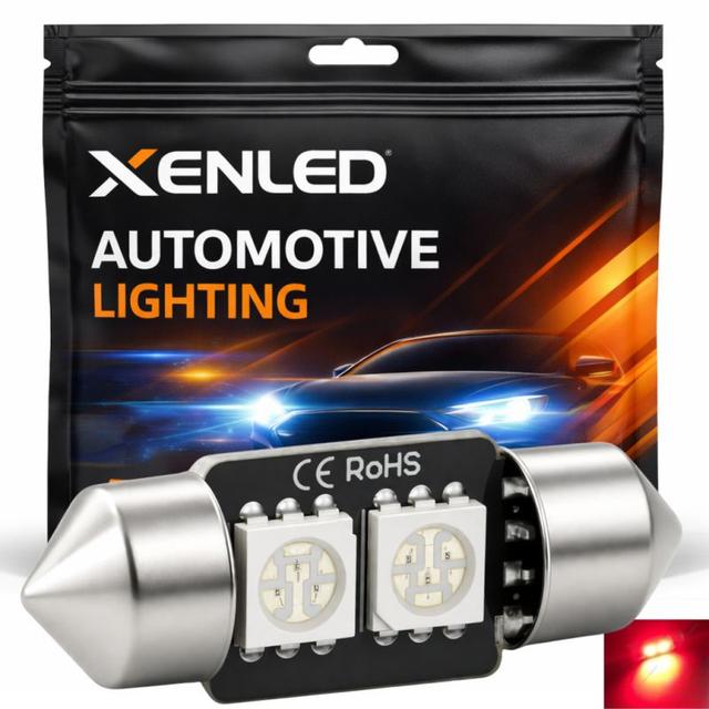 1 x ampoule c3w - 2 leds rouge anti-erreur - navette 31mm 12v ampoule on Productcaster.
