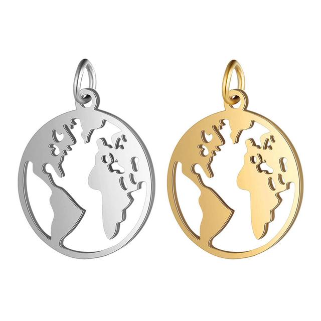 Weltkarte Edelstahl Charms Schmuckherstellung Anhänger Charms Suche Lieferungen Großhandel 17.5 * 23mm on Productcaster.