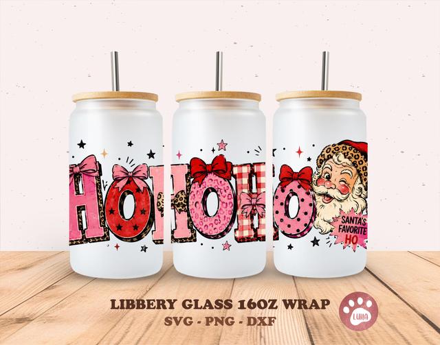 Ho Ho Ho Weihnachtsmann-Glasverpackung, Retro-Weihnachtsglasverpackung, 16oz Libbey-Dosenglas, PNG für Sublimation, UV- und DTF-Druck, Geschenkidee fü on Productcaster.