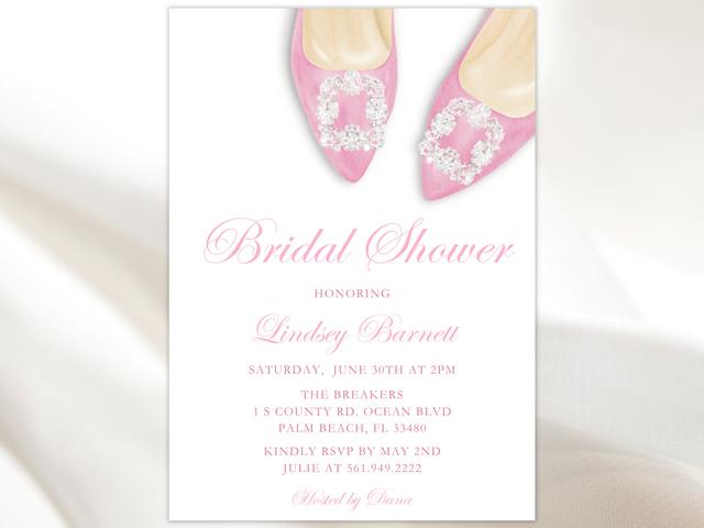 Roze schoenen uitnodiging mode verjaardagsuitnodiging Crystal roze bruids douche Manolo schoenen Slippers prinses roze schoenen partij hakken uit te n on Productcaster.