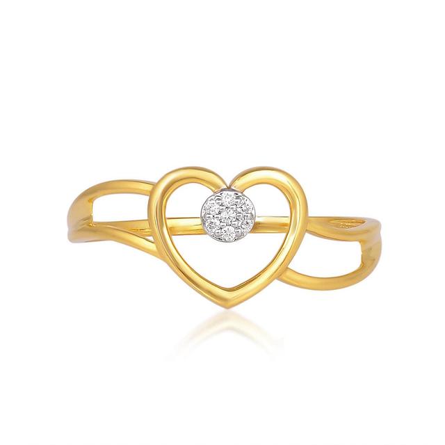Herzförmiger Ring aus 14-karätigem Gelbgold mit Labordiamant - Zarter Liebesring mit natürlichem Diamanten, minimalistischer, stapelbarer Verlobungsri on Productcaster.