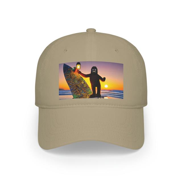 Sasquatch Bigfoot Surfer Tiki Low Profile Baseball Cap on Productcaster.