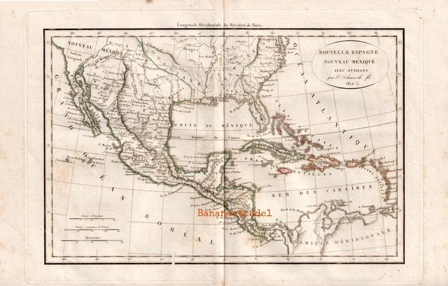 New Spain - Mexiko - Golfküste - Texas - Louisiana - Mississippi - Alabama - Florida - West Indies - 1812 Antike Karte - Vaugondy on Productcaster.