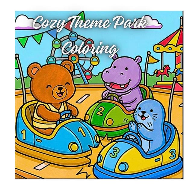 Gemütliches Freizeitpark-Malbuch | Niedliche Tiermalvorlagen | Kawaii-Freizeitpark-Malbuch | Malbuch zum Stressabbau (PDF) on Productcaster.