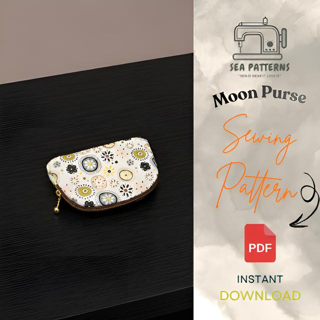 Moon Geldbörse Schnittmuster PDF | Halbmond Beutel Muster | DIY-Reißverschluss-Geldbeutel-Anleitung | Sofort Download on Productcaster.