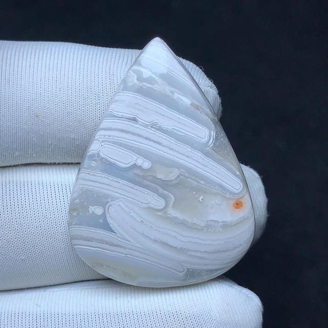 Mexikanischer Gitter Achat Cabochon - 31.78 Karat 32.4x24.5x5.9 MM - Natürlicher weißer Feder Muster Edelstein für individuellen Schmuck. on Productcaster.