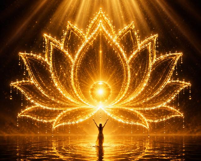 Goldene Lotusblume als Wandbild, spirituelles Druckmotiv, Meditationsdekoration, Zen-Yoga-Druck, digitaler Download on Productcaster.
