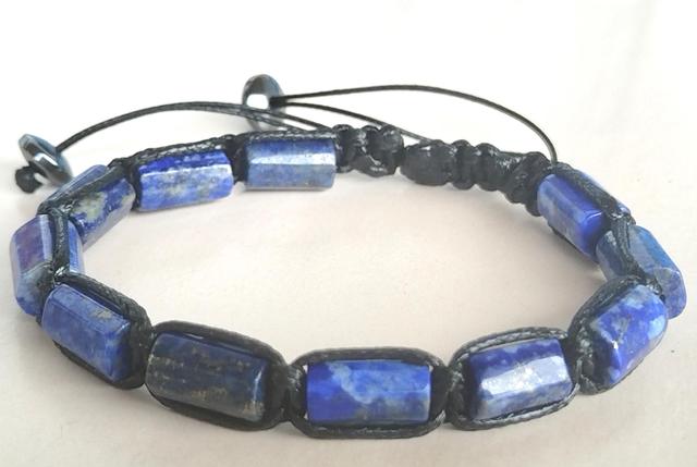 Einreihiges Shamballa-Armband (Natürlicher Lapislazuli & gewachste Kordel) - Größenverstellbar on Productcaster.