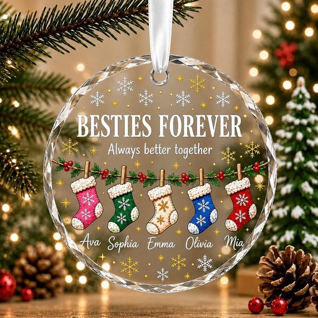 Personalisierter Glasornament für beste Freundinnen (2026), Christbaumschmuck für beste Freundinnen, Weihnachtsgeschenk, Schmuck für beste Freundinnen on Productcaster.