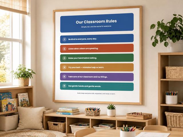 Poster mit Klassenregeln, druckbare Klassenzimmerdekoration für Lehrer on Productcaster.