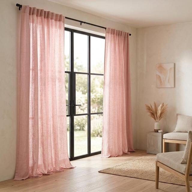 Vorhänge aus Naturleinen, maßgefertigte, halbtransparente Gardinen, natürliche, strukturierte Fensterdekoration für Schlafzimmer und Wohnzimmer im Boh on Productcaster.
