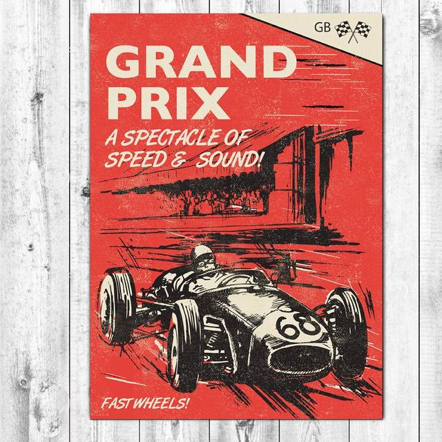 Grandprix Blanko-Vintage Auto-Grußkarte on Productcaster.