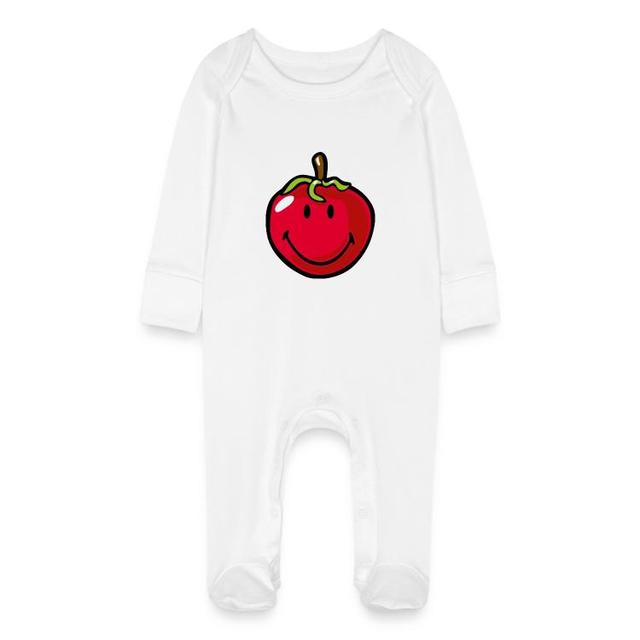 Baby Bio-Schlafanzug mit Kratzhandschuhen | Hohe Qualität Baby Bodys | Entdecke individuelle Kleidung bei Spreadshirt | "Smiley Tomato" Entworfen von on Productcaster.