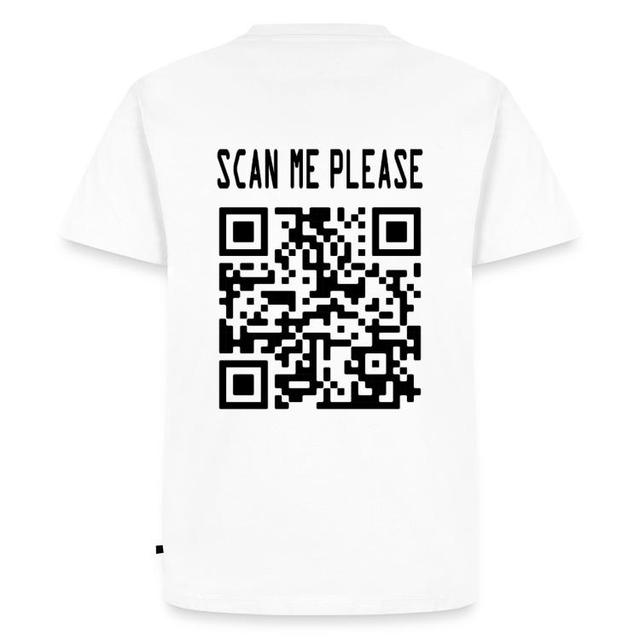 Qr Code Mannen Premium Bio T-shirt | Hoge Kwaliteit T-shirts | Ontdek Individuele Kleding Bij Spreadshirt | "scan Me Qr-code Voor Motivatie" Ontworpen on Productcaster.