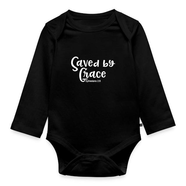 christlich Baby Bio-Langarm-Body | Hohe Qualität Baby Bodys | Entdecke individuelle Kleidung bei Spreadshirt | "Christliches Design Durch Gnade Gerett on Productcaster.